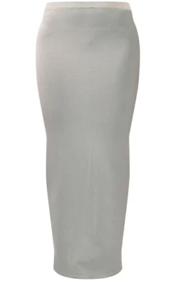 Khaki Floaty Knitted Maxi Skirt