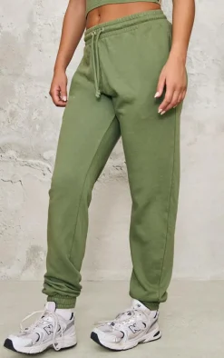 Khaki High Waisted Cuffed Sweatpants