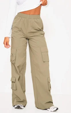 Khaki Oversized Straight Leg Cargo Pants