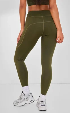 Khaki Pocket Detail Sculpt Leggings