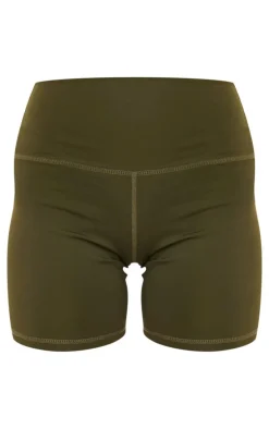 Khaki Pocket Detail Sculpt Biker Shorts