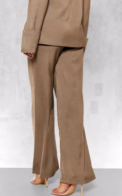Khaki Premium Mid Rise Wide Leg Pants