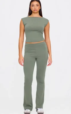 Khaki Premium Soft Touch Boatneck Longline Top