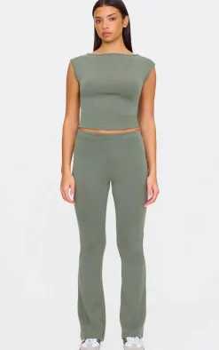 Khaki Premium Soft Touch Skinny Flare Pants