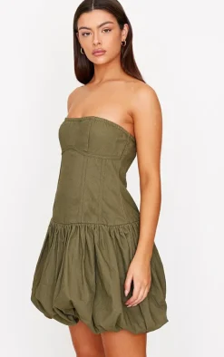 Khaki Premium Twill Puffball Dress