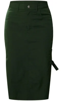 Khaki Ripstop Cargo Midi Skirt