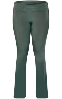 Khaki Slinky Low Rise Flared Pants