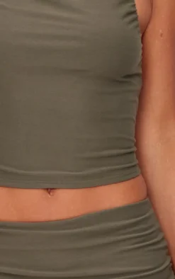 Khaki Soft Touch Ruched Maxi Skirt