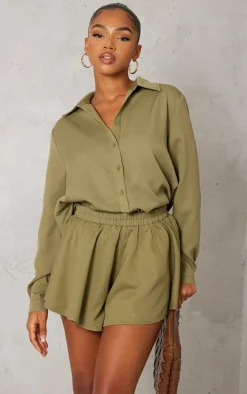 Khaki Woven Floaty Shorts