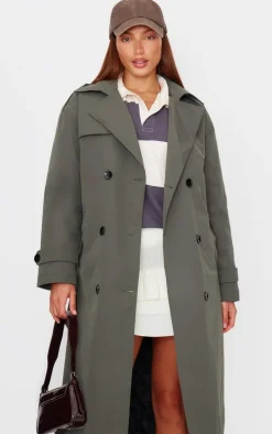 Khaki Woven Quilted Lining Trench Coat