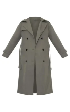 Khaki Woven Quilted Lining Trench Coat