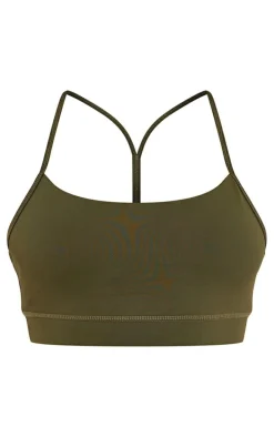 Khaki Y Back Sculpt Sports Bra