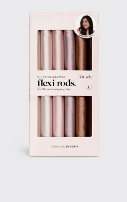 Kitsch Satin Wrapped Flexi Heatles Curler 6 Piece Set Rosewood