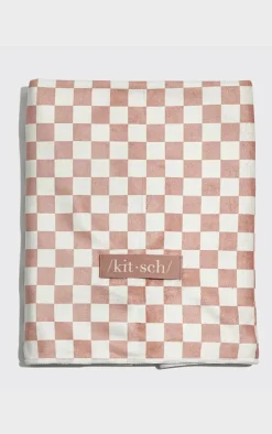 Kitsch Xl Quick Dry Hair Towel Wrap - Terracotta Checker