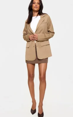 Latte Linen Look Pocket Detail Blazer