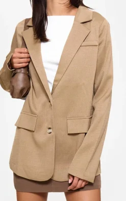 Latte Linen Look Pocket Detail Blazer