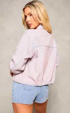 Lavender Oversized Washed Denim Jacket