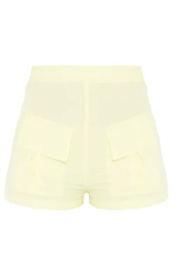 Lemon Cotton Pocket Front Detail Tailored Shorts