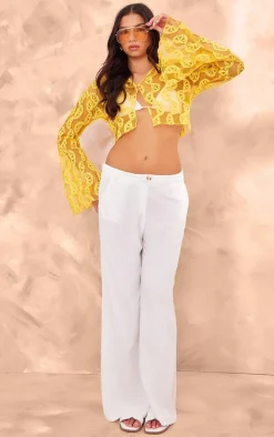 Lemon Printed Chiffon Embroidered Shirt