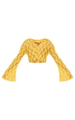 Lemon Printed Chiffon Embroidered Shirt