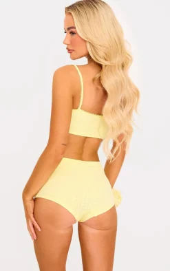 Lemon Textured Bralette And Boxer Lingerie Set