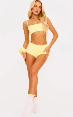 Lemon Textured Bralette And Boxer Lingerie Set