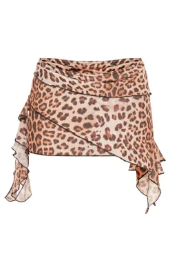 Leopard Abstract Printed Onion Skin Drape Mini Skirt