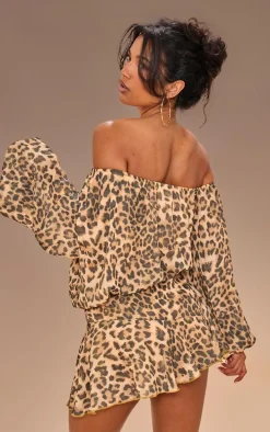 Leopard Chiffon One Shoulder Floaty Skort Romper