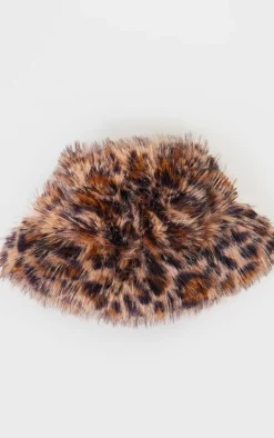 Leopard Faux Fur Bucket Hat