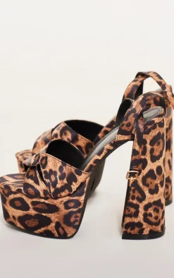 Leopard Platform Intertwined Strap Block Heel Sandals
