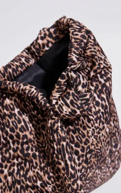 Leopard Print Nylon Padded Tube Handle Tote Bag