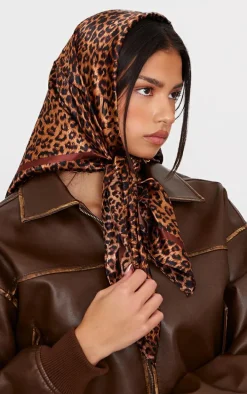 Leopard Print Satin Head Scarf