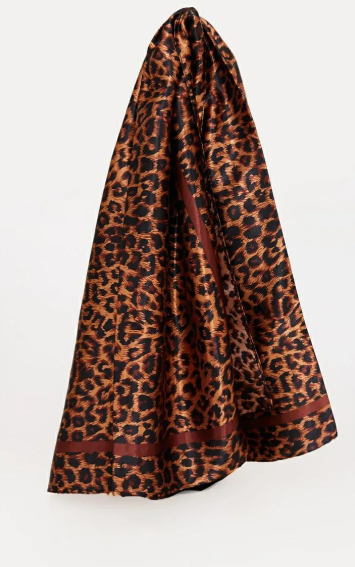 Leopard Print Satin Head Scarf