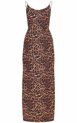 Leopard Print Woven Cami Backless Maxi Dress