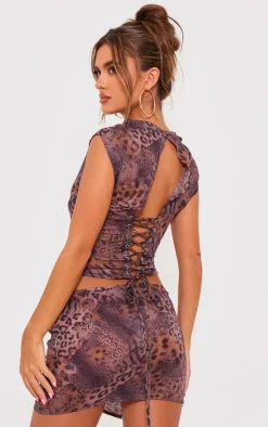 Leopard Printed Chiffon High Neck Top