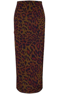 Leopard Printed Chiffon Maxi Skirt