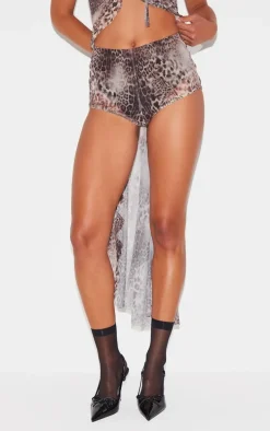 Leopard Printed Mesh Hot Pants