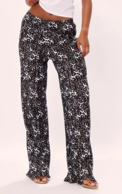 Leopard Printed Plisse High Waist Pants