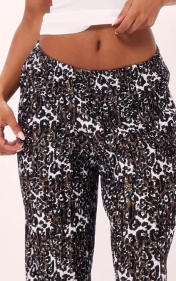 Leopard Printed Plisse High Waist Pants