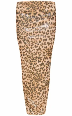 Leopard Printed Sequin Maxi Skirt