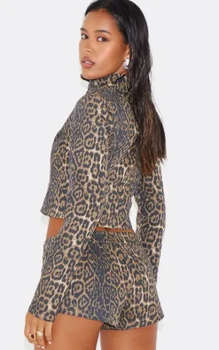 Leopard Printed Twill Micro Hotpants