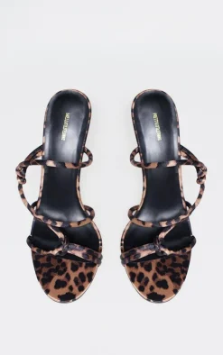 Leopard Satin Round Toe Heeled Mules