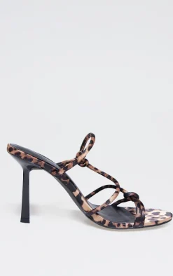 Leopard Satin Round Toe Heeled Mules
