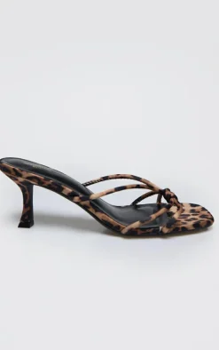 Leopard Satin Wide Fit Square Toe Knotted Heeled Mules
