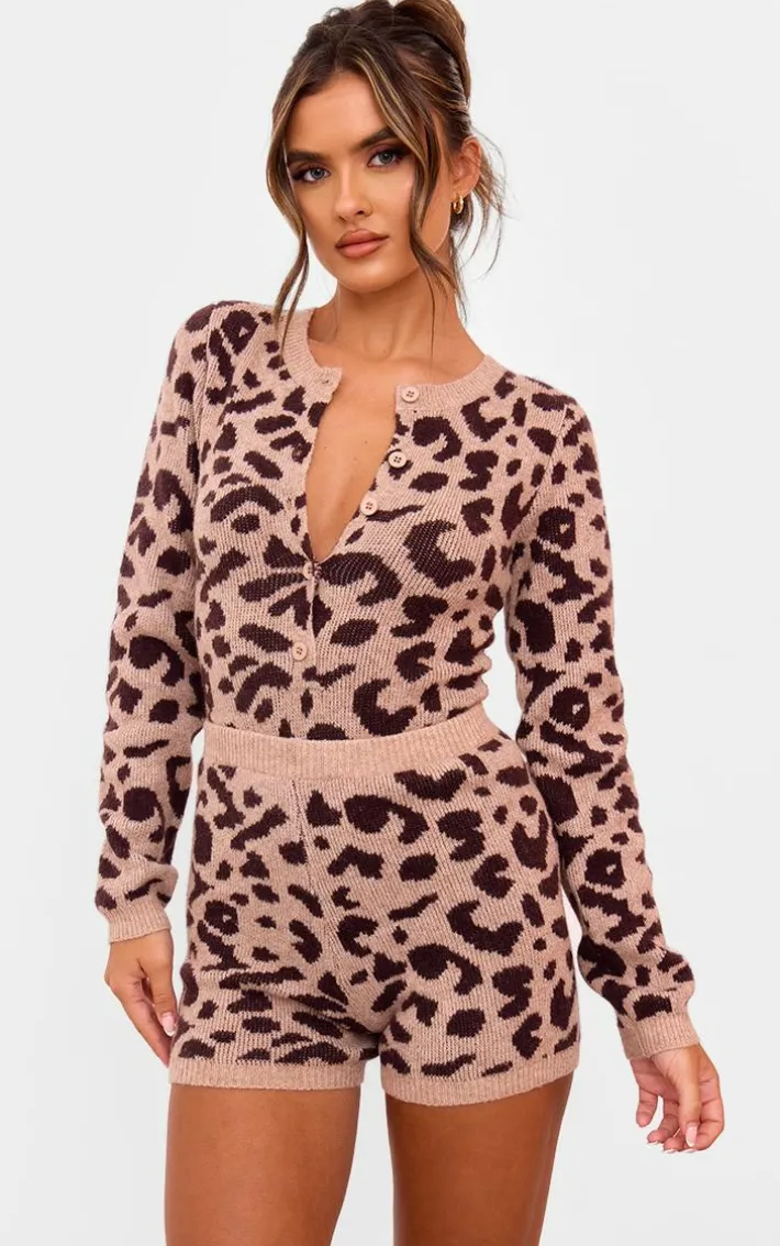 Leopard Soft Knit Button Up Bodysuit