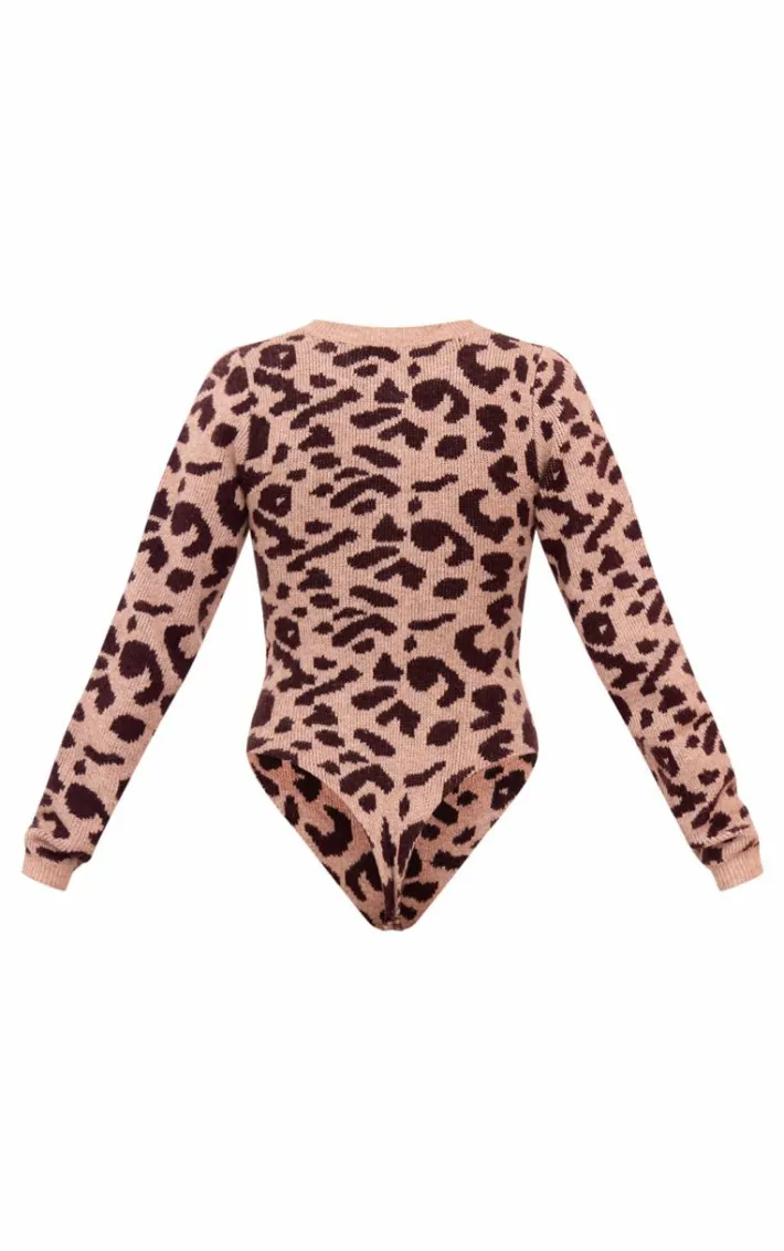 Leopard Soft Knit Button Up Bodysuit