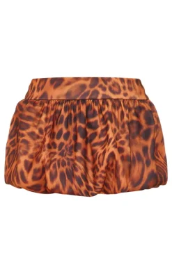 Leopard Stretch Woven Micro Mini Puffball Skort