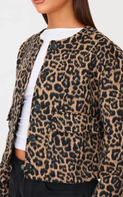 Leopard Wool Look Jacket