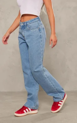 Light Blue Basic Straight Leg Jeans