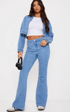 Light Blue Distressed Stripe Denim Jacket